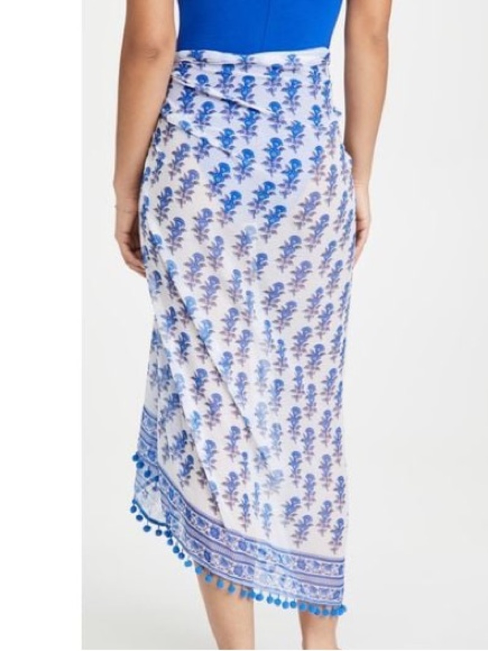 NWT Playa Lucila Sarong Swimsuit Coverup Women's Blue Border Print
